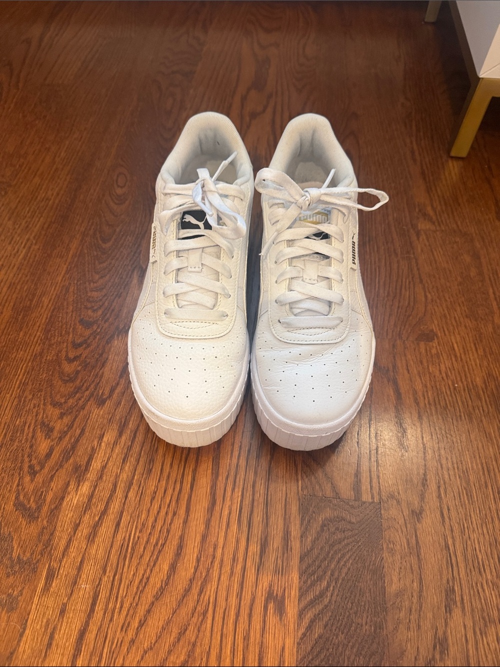 Puma Men's White Leather Low-Top Sneakers